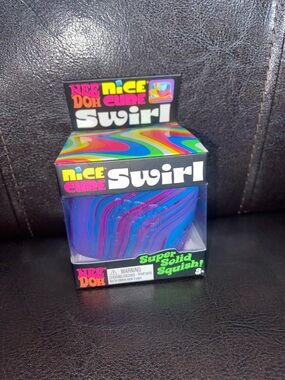 NeeDoh Nice Cube Swirl Super Solid Squish - Purple & Blue with Pink Swirls